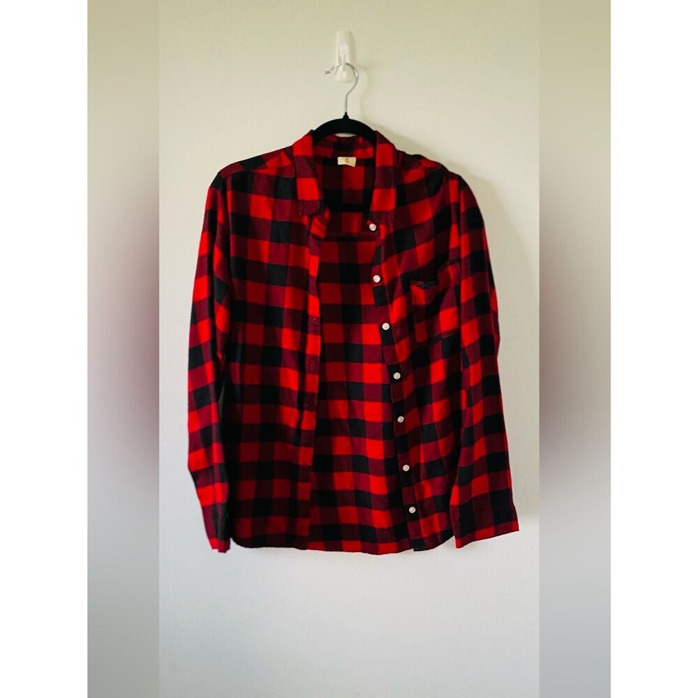 Women’s Hollister Soft Buffalo Plaid Button-Up Sleep Shirt Size M Y2K Preppy